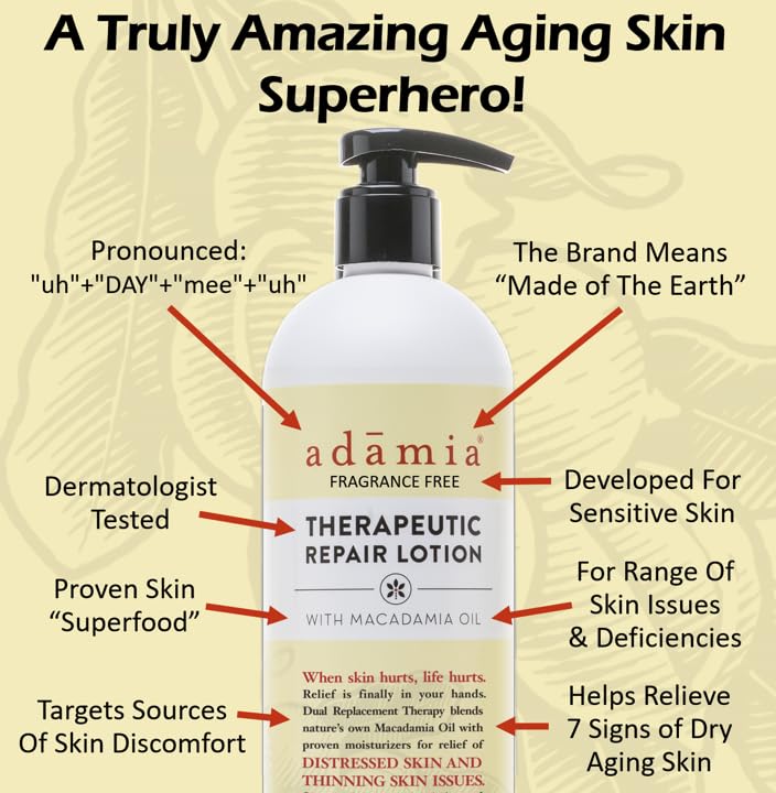 Texture of Adamia Therapeutic Repair Lotion demonstrating its smooth consistency.