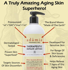 Texture of Adamia Therapeutic Repair Lotion demonstrating its smooth consistency.