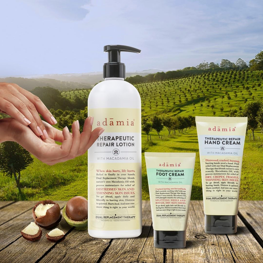 Applying Adamia Therapeutic Repair Lotion to replenish moisture.