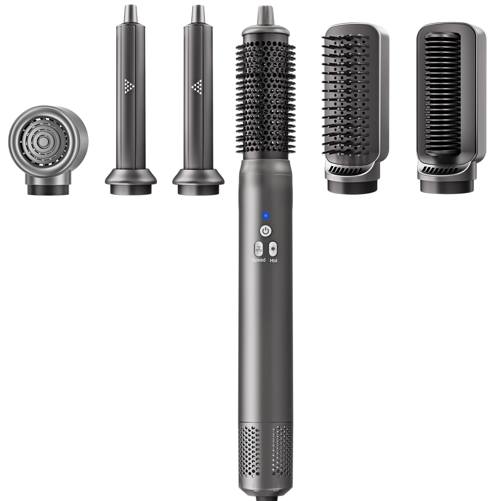 AdamPark 6-in-1 Air Styling System package showing all tool attachments for home styling