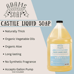 Adams Handmade Soap 1-gallon refill packaging highlights cost-effective bulk refills for family use