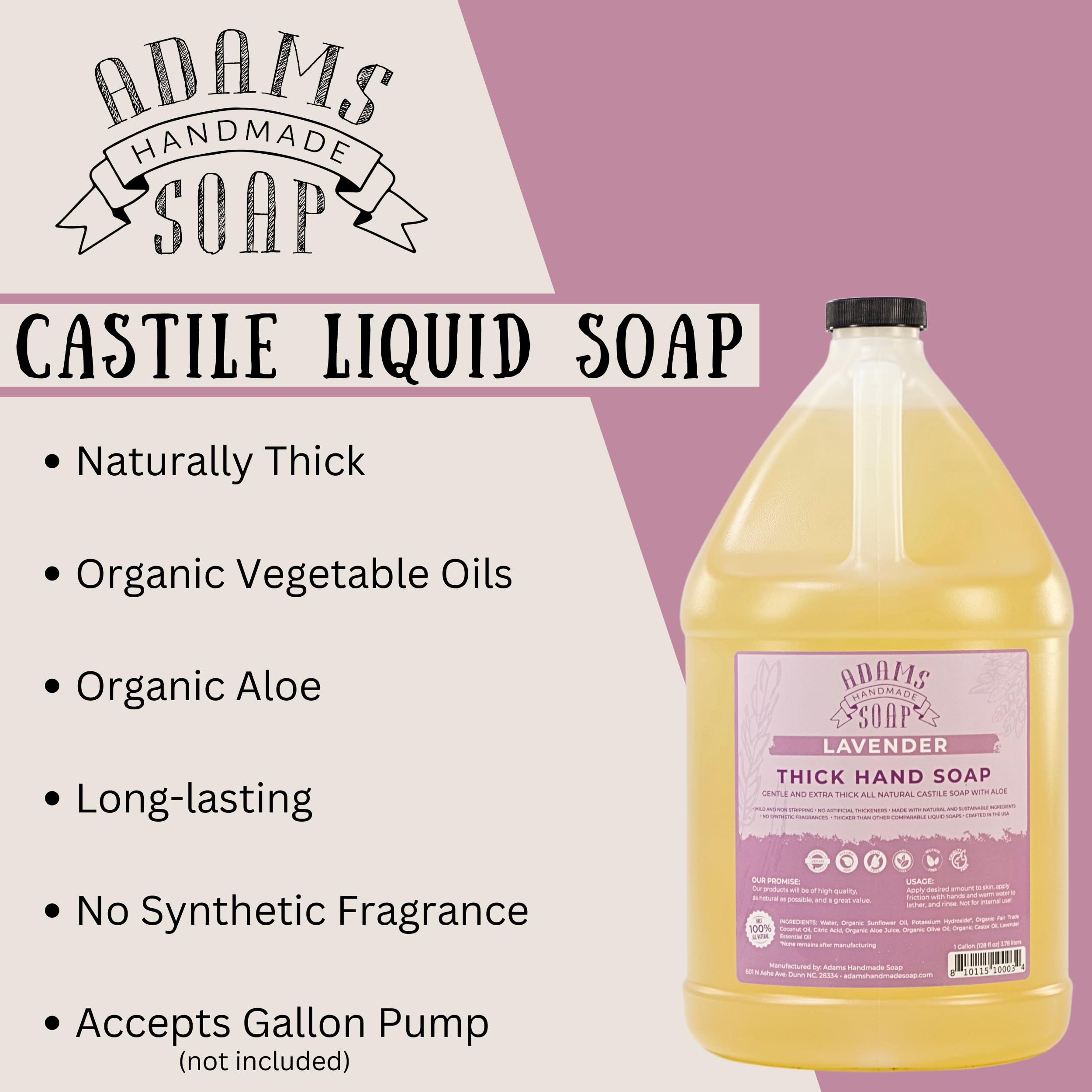 Adams Handmade Soap organic castile lavender eco-friendly refill showcases sustainable cleaning options