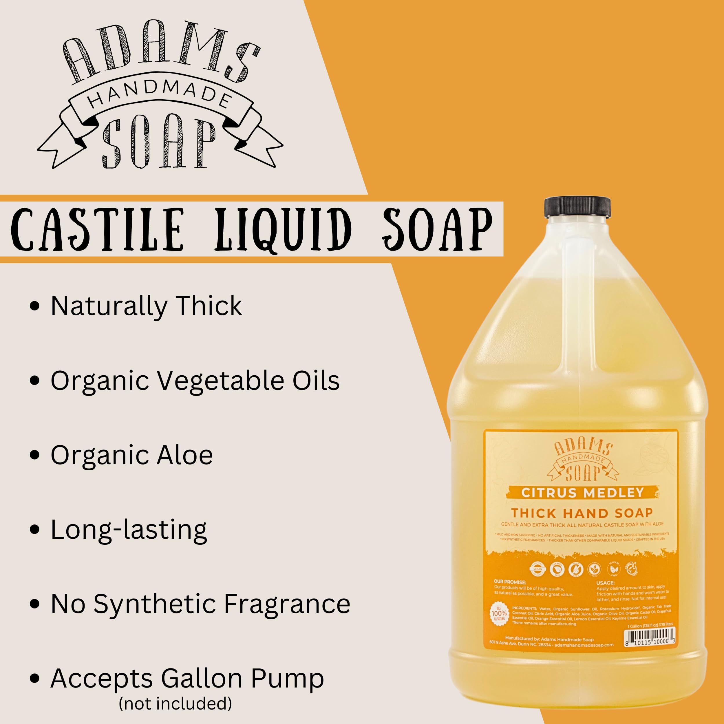Adams Handmade Soap citrus medley label showcases uplifting scent for refreshing hand cleansing.