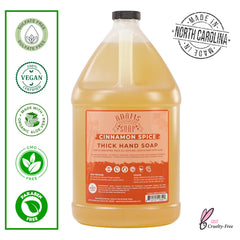 Adams Handmade Soap cinnamon-spice castile label suggests premium refill option for households
