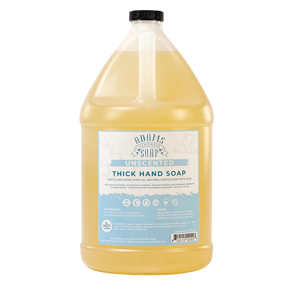 Adams Handmade Soap thick castile liquid hand soap bottle pour for gentle daily cleansing