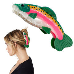 AddLotLot Salmon Hair Claw Clip green closeup with glossy acetate grip for all-day hold