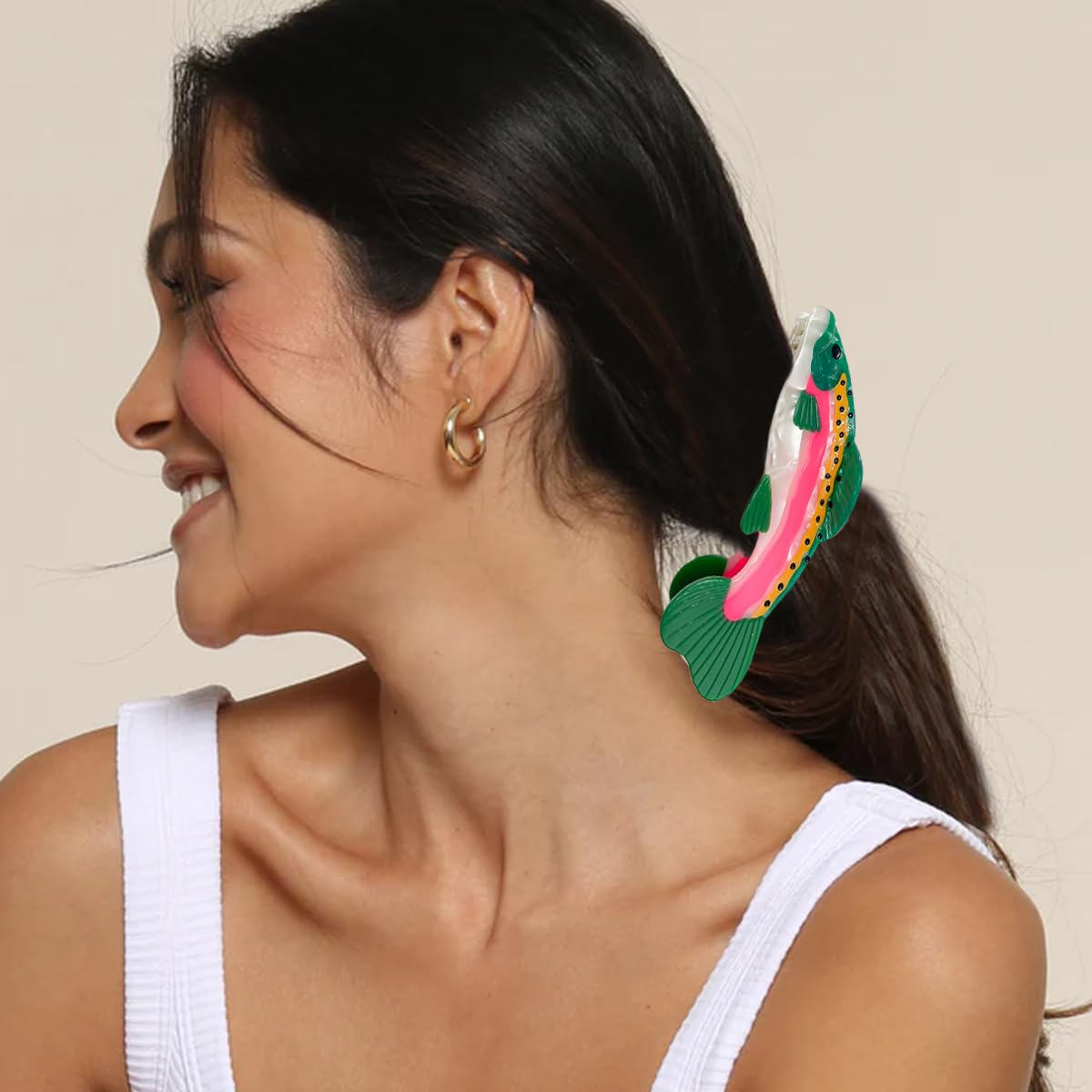AddLotLot Salmon Hair Claw Clip great for yoga or swimming workouts