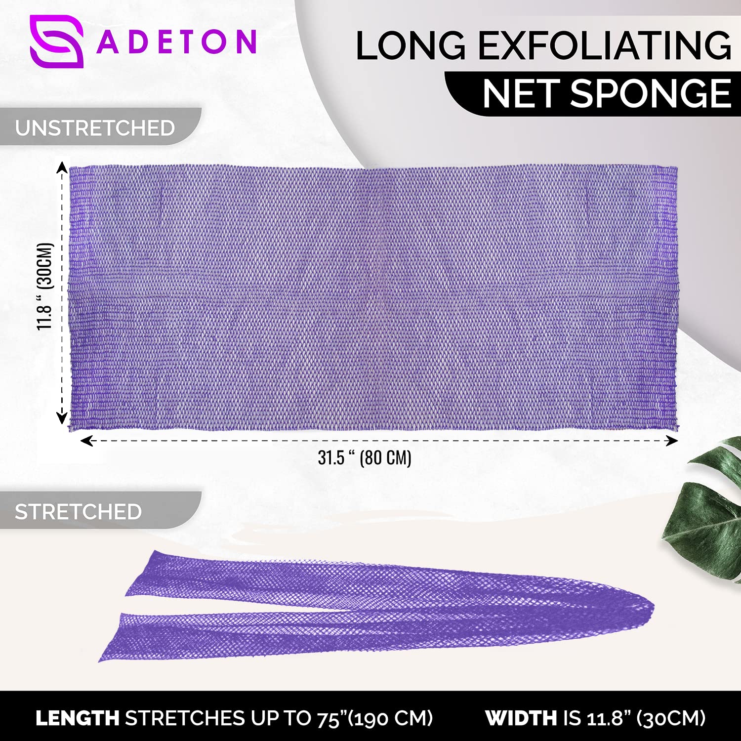 ADETON African Net Sponge back-reach design reaches difficult areas for cleansing