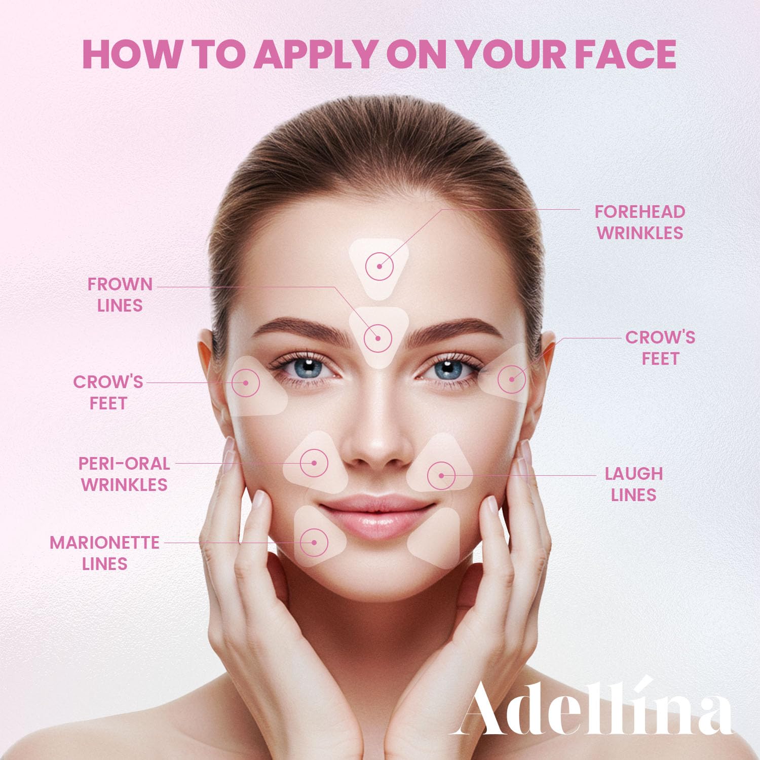 Adellina patches for smile lines provide gentle support to reduce nasolabial folds overnight.