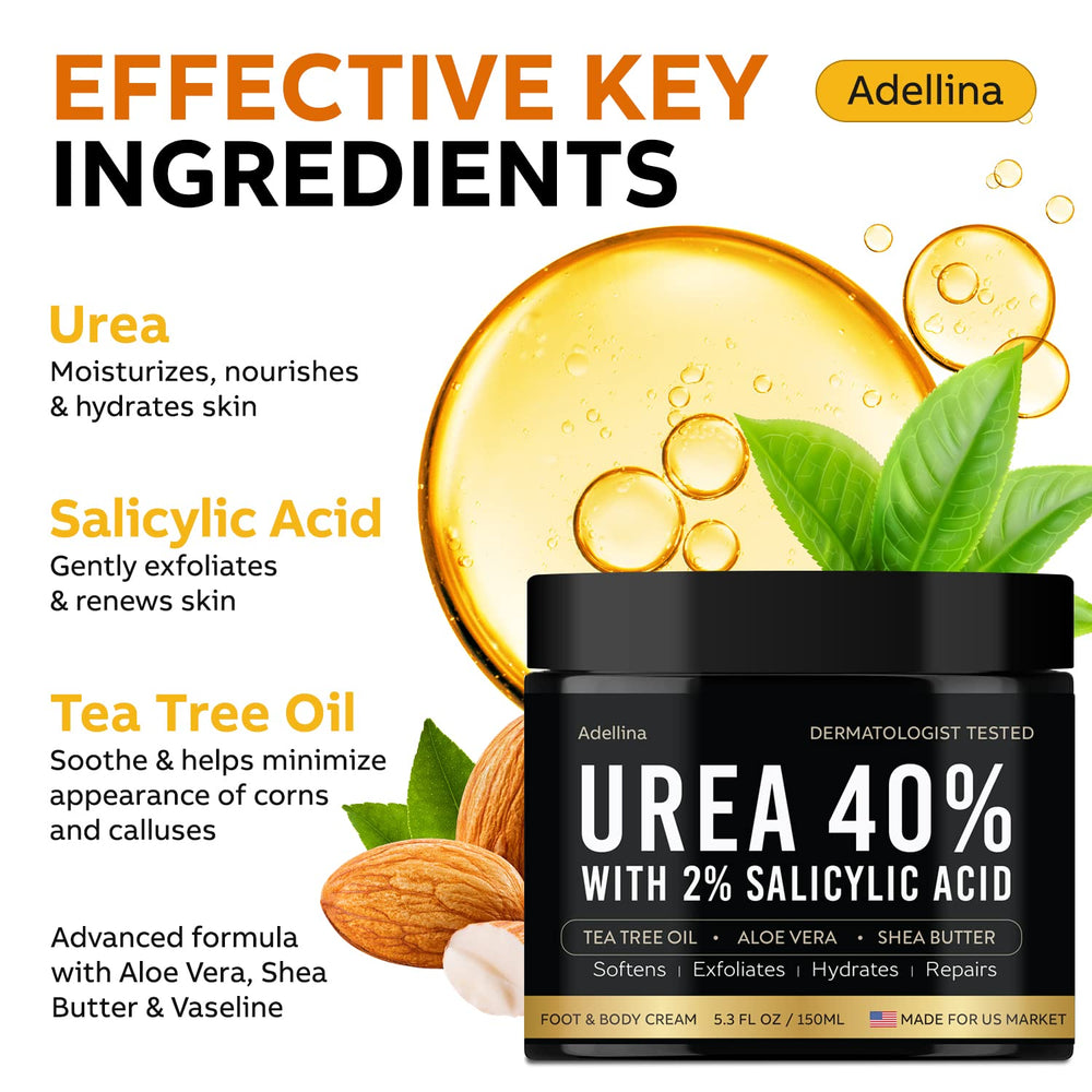 Adellina Urea 40% foot cream applying to dry skin for moisture