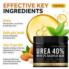 Adellina Urea 40% foot cream applying to dry skin for moisture