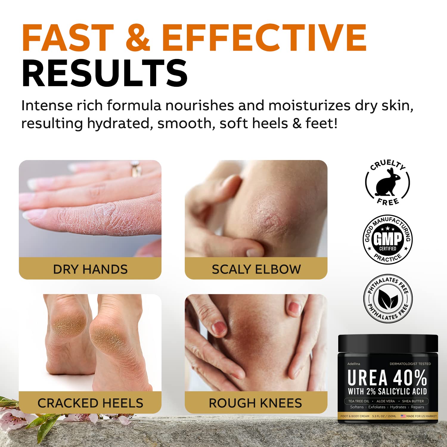 Adellina Urea 40% Tea Tree Oil ingredient highlight for refreshing care