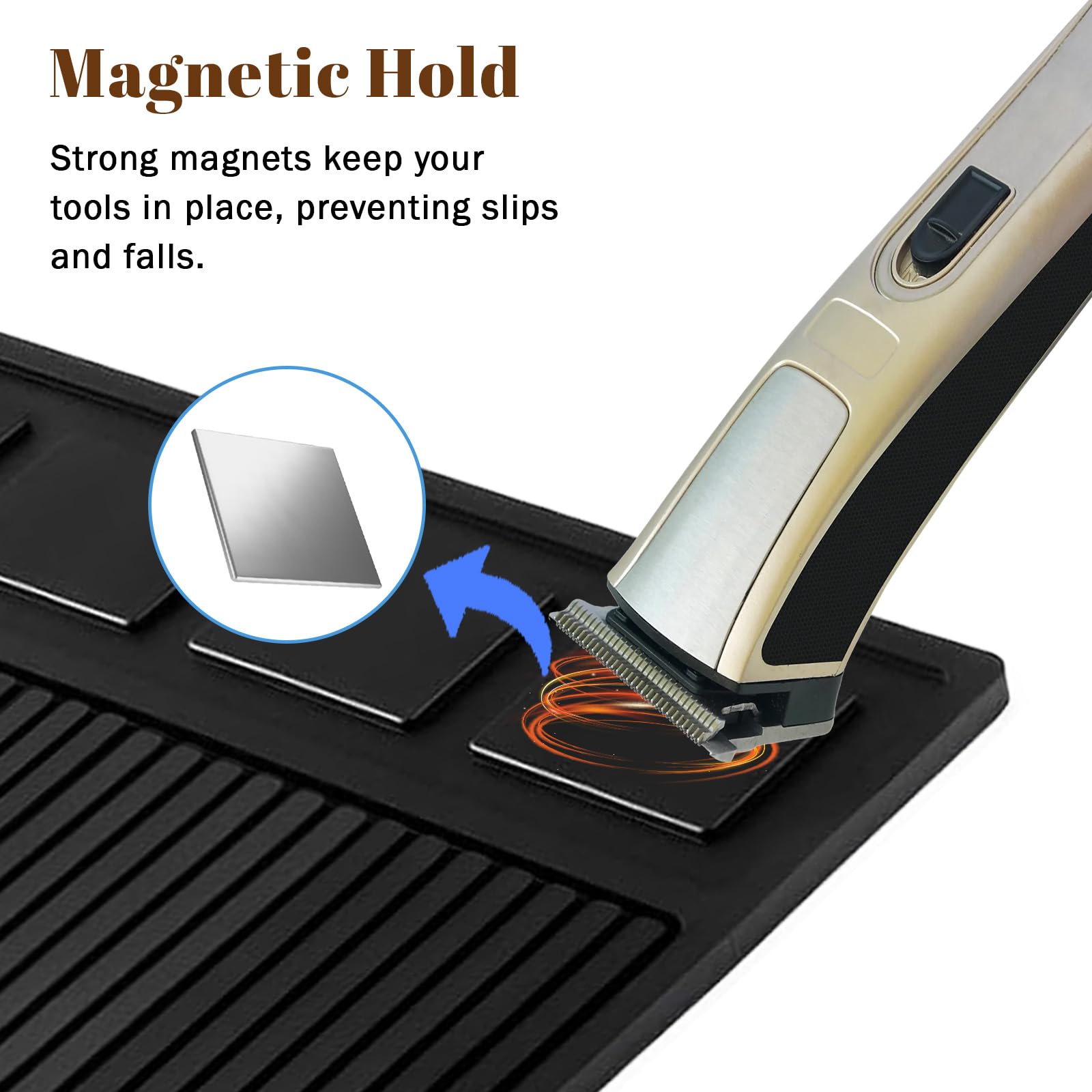 Adevar Magnetic Barber Mat features a durable silicone surface protecting tools during work