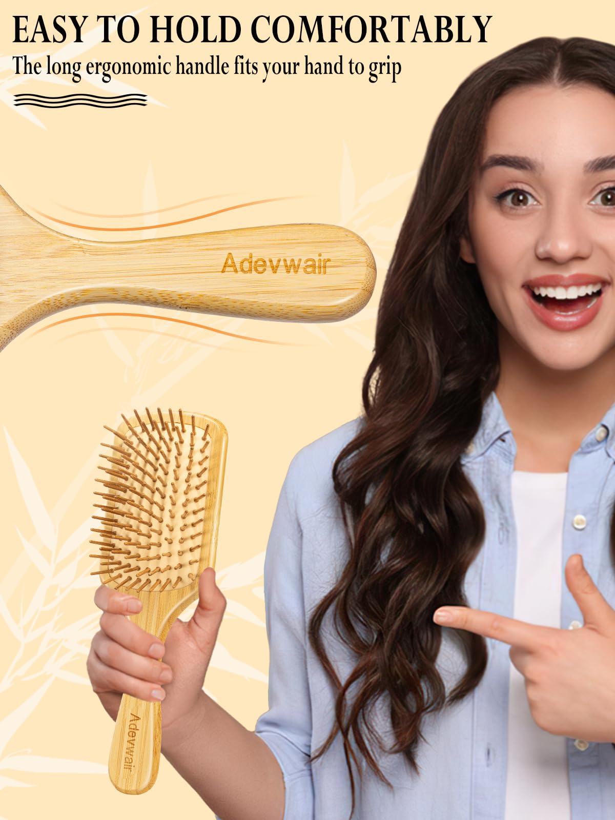 Adevwair brush shown for all hair types with versatile use