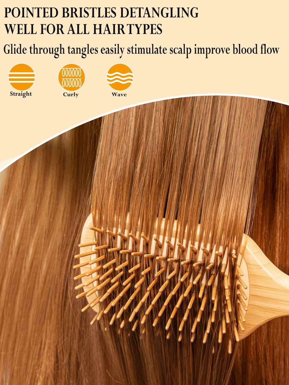 Durable bamboo construction of the Adevwair brush emphasizes eco-friendly styling