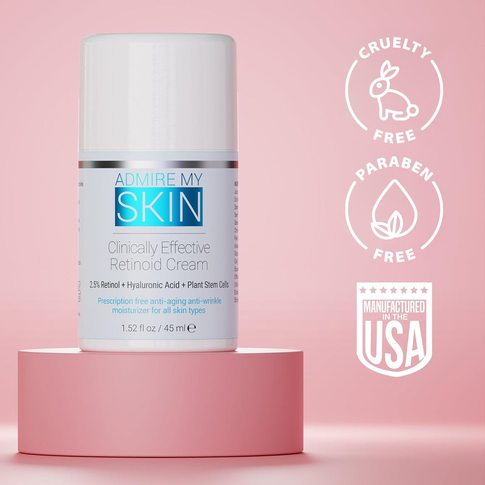 Admire My Skin Potent Retinoid Cream packaging on a clean vanity
