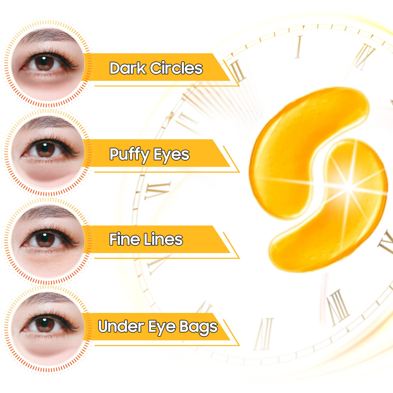 Adofect 24k gold eye patches closeup with brightening potential