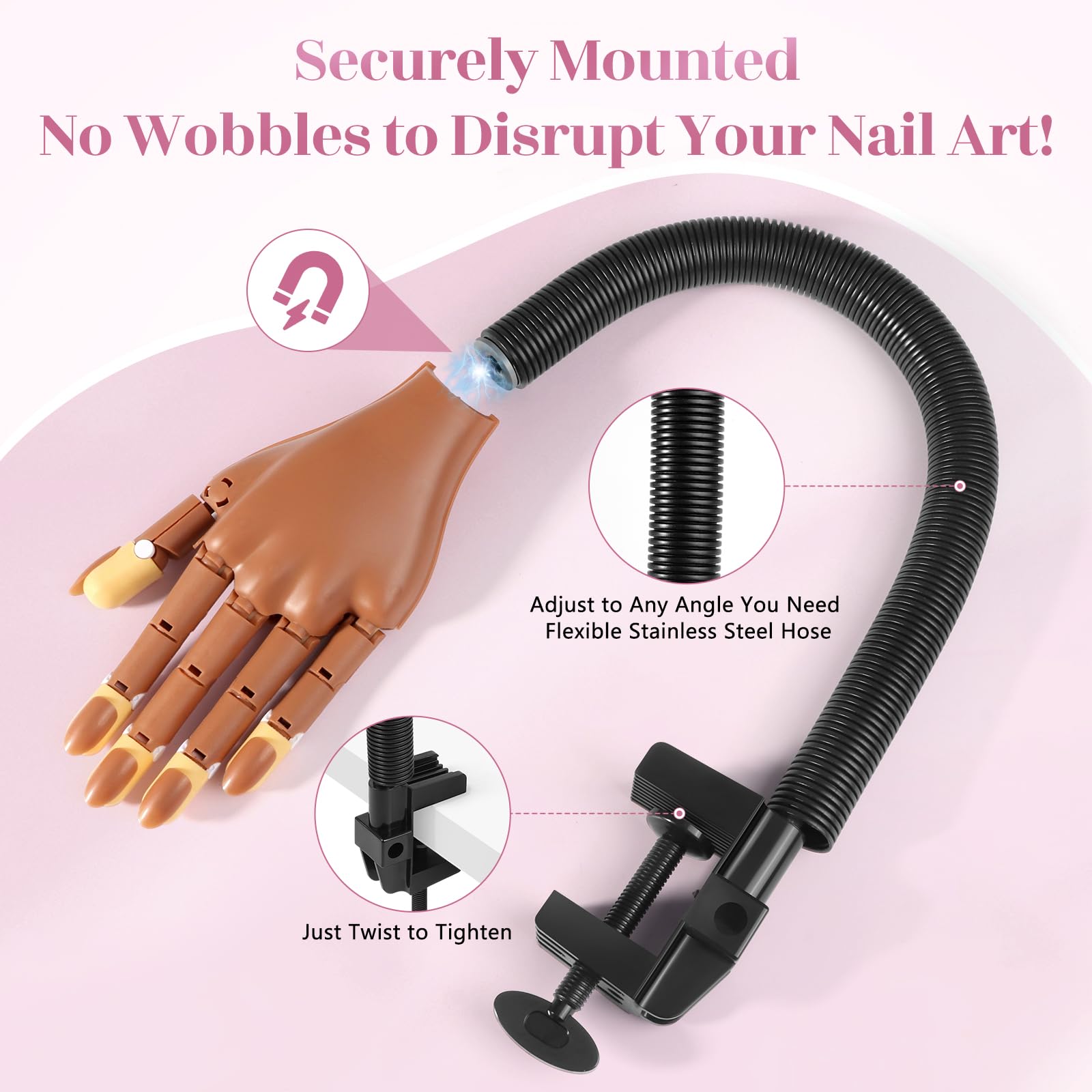 Adonafy practice hand adjustable stand enables stable solo home nail sessions