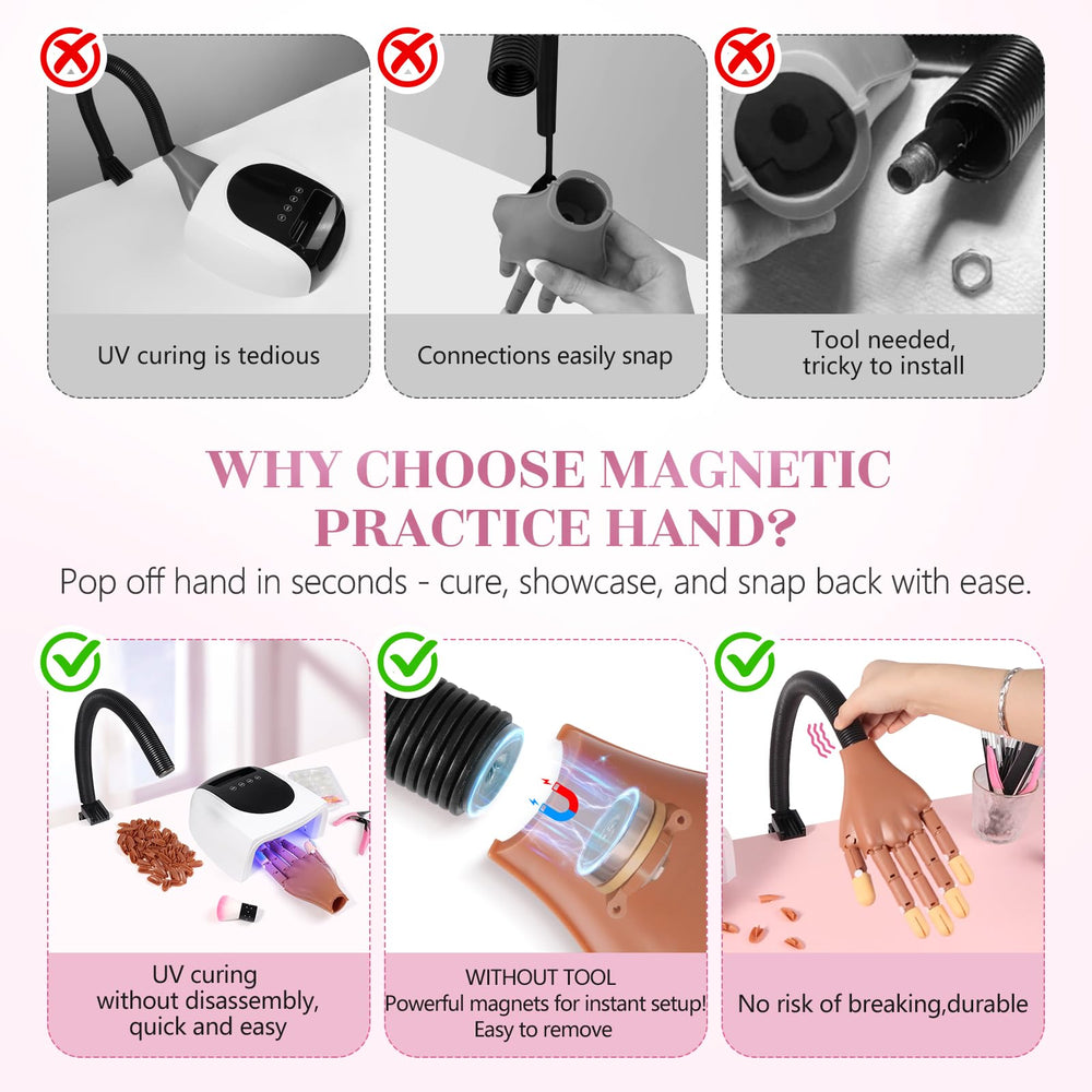 Adonafy practice hand ready for UV lamp curing to simulate salon sessions