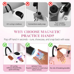 Adonafy practice hand ready for UV lamp curing to simulate salon sessions