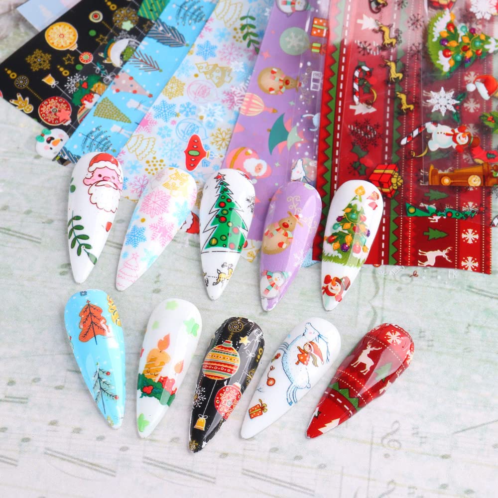 Adonisaon Christmas nail stickers with reindeer patterns for playful holiday looks.