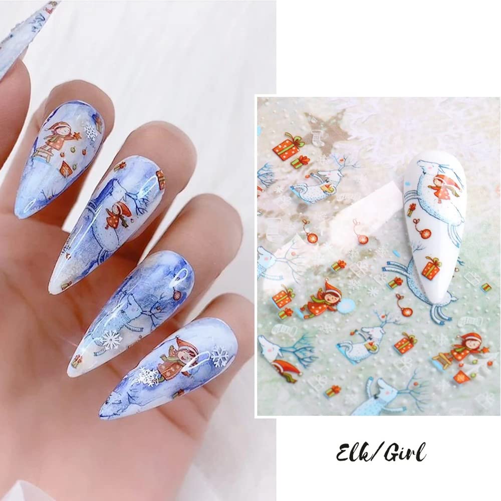 Adonisaon Christmas nail stickers showing snowflakes for sparkling winter manicures.