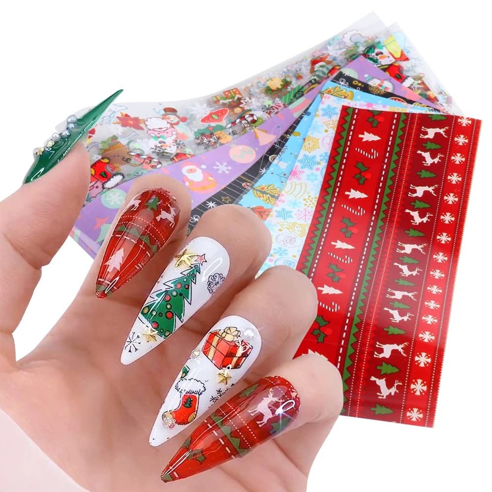 Adonisaon Christmas nail stickers featuring snowman designs for cute seasonal nails.