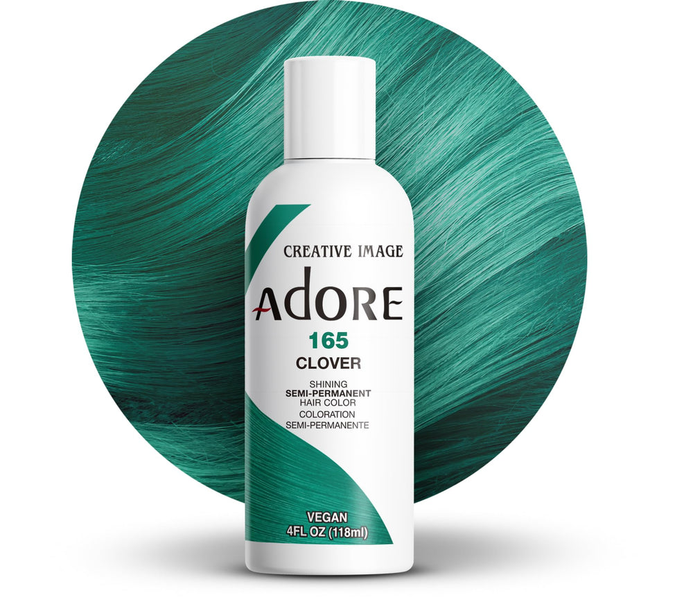 Adore 165 Clover color result on hair shows bright green finish