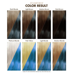 Adore 172 Baby Blue on hair application demonstrates easy at-home use for smooth coverage.