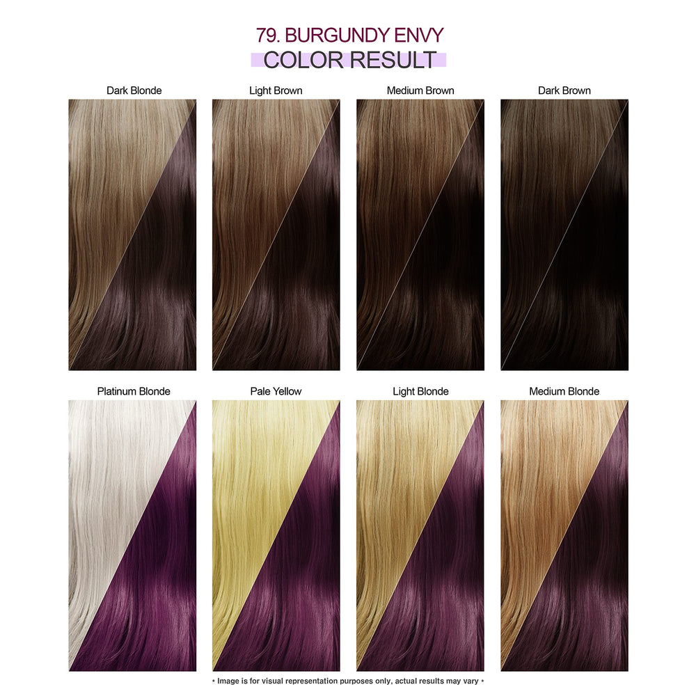 Adore Burgundy Envy application close-up demonstrates easy at-home coloring across hair types.