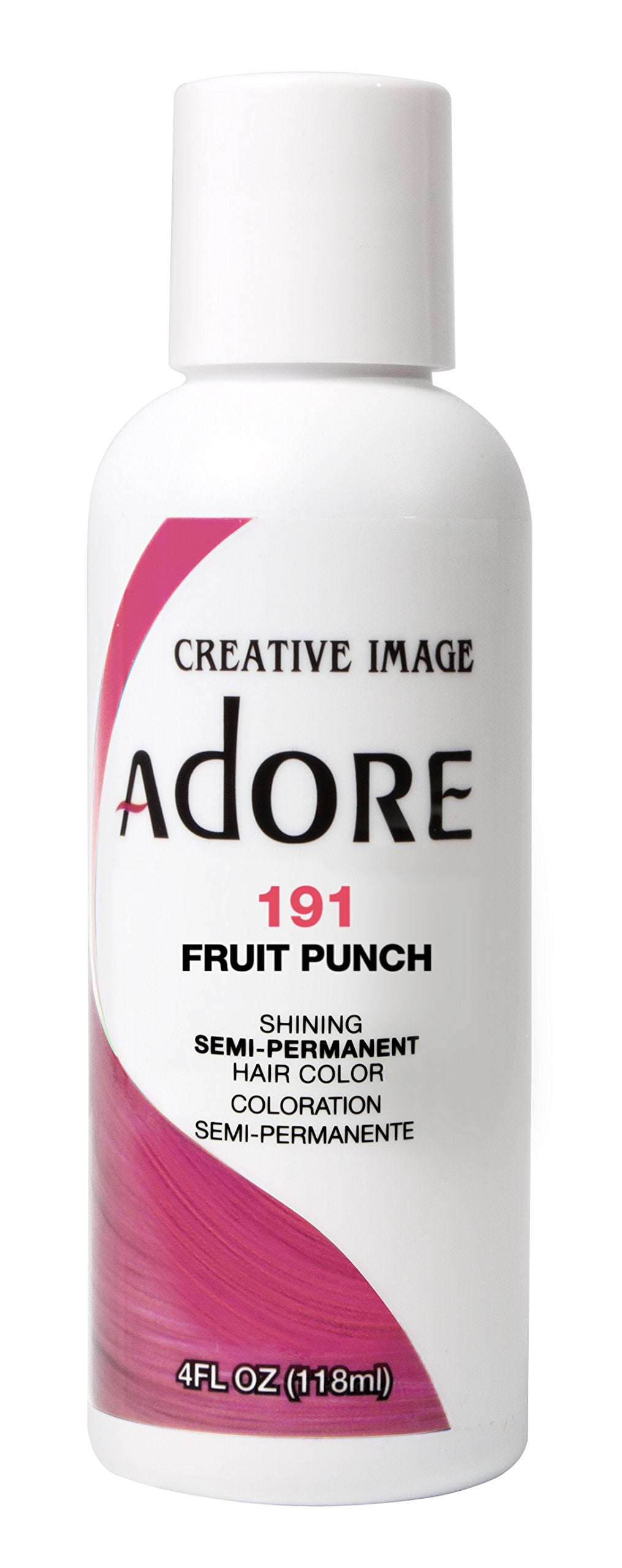Adore Fruit Punch pink dye bottle pour demonstrates easy at-home application for vibrant color.