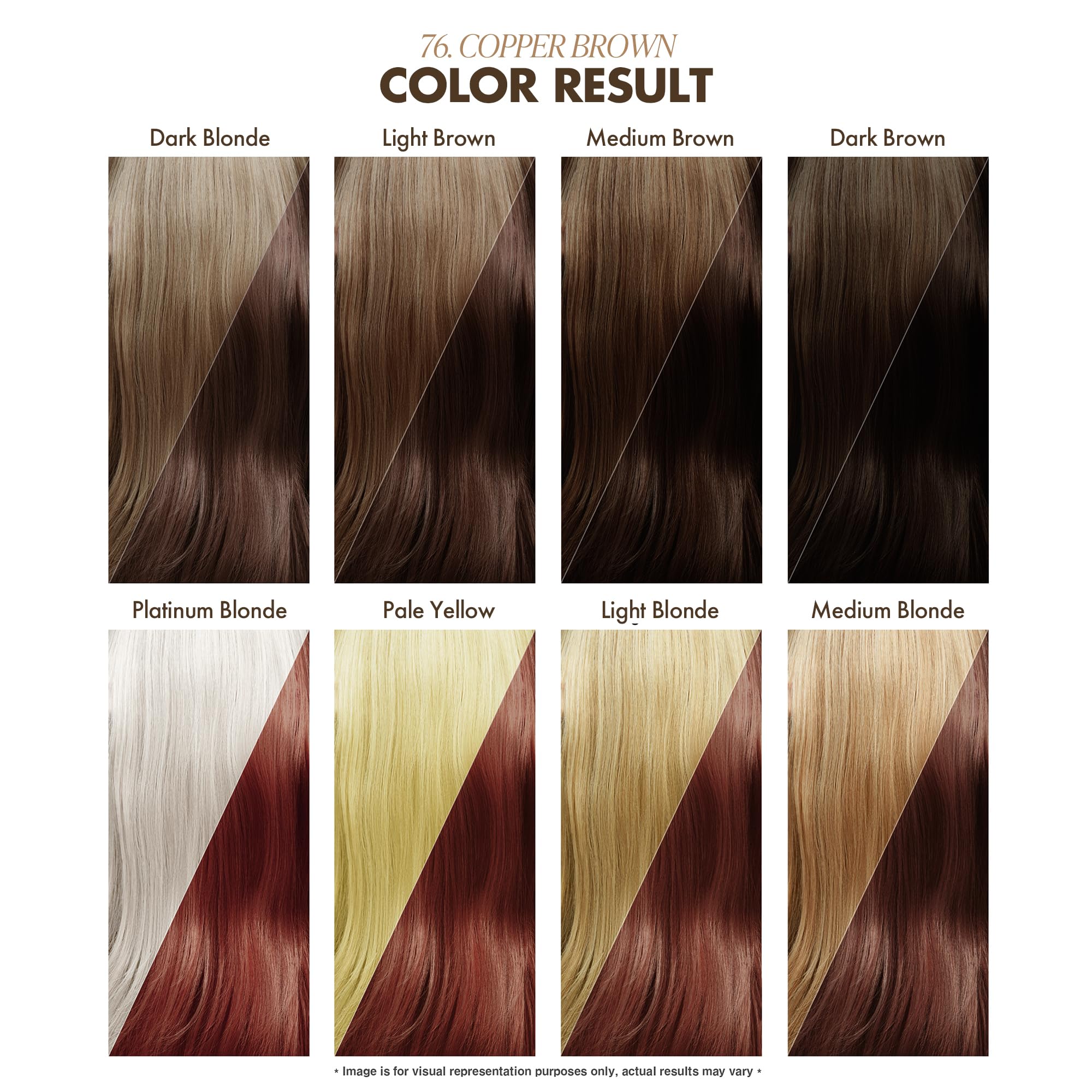 Adore copper brown swatches illustrate warm, natural-looking shade options.