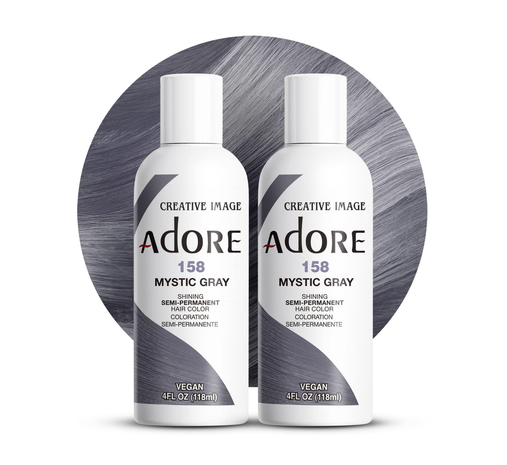 Adore Mystic Gray bottle previews bold semi-permanent gray shade for coverage.