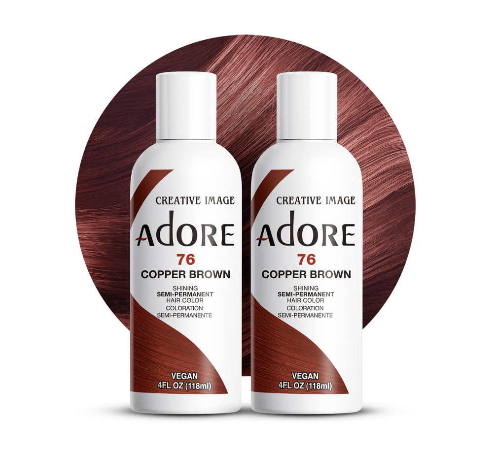 Adore 076 Copper Brown pack shot showing vibrant, long-lasting color results.