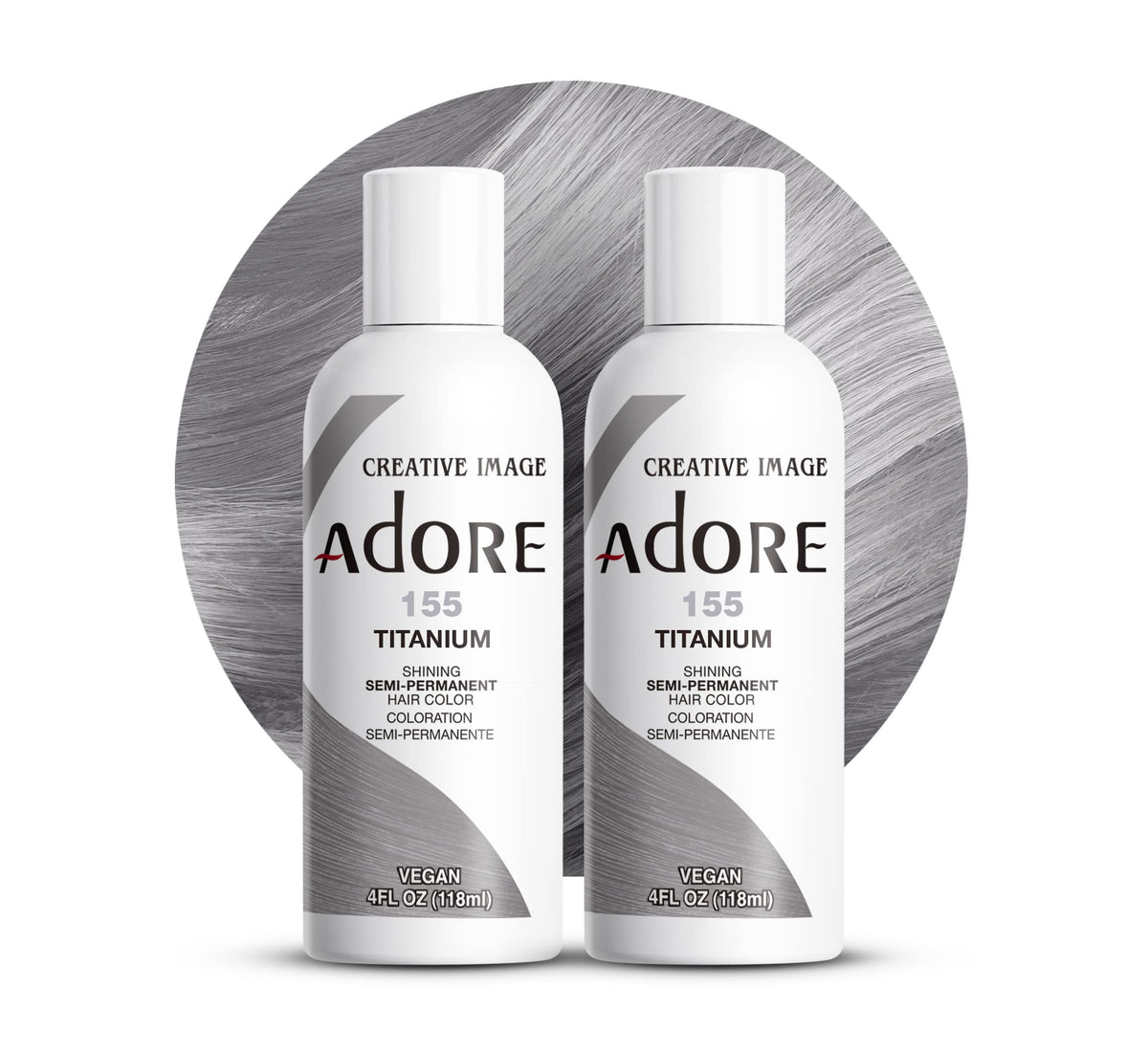 Adore 155 Titanium bottle for bold gray coverage and even pigment deposition.