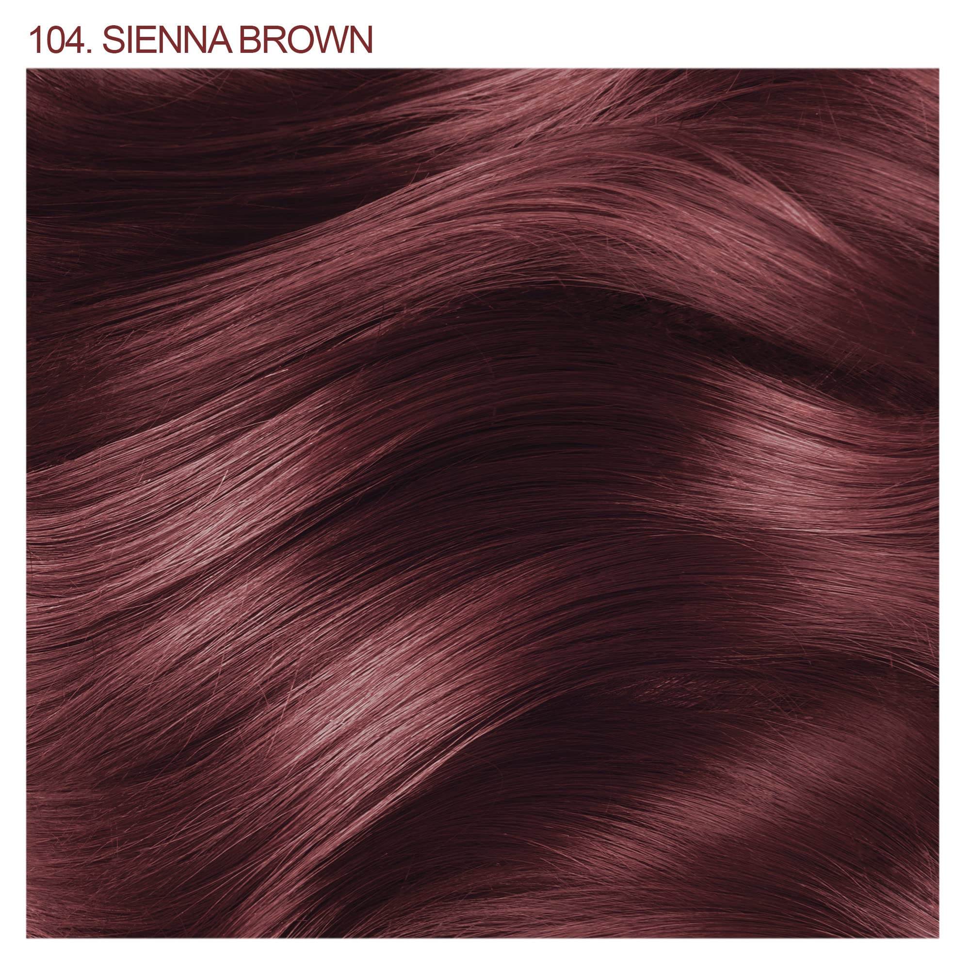 Adore Sienna Brown color swatches reveal rich brown shade.