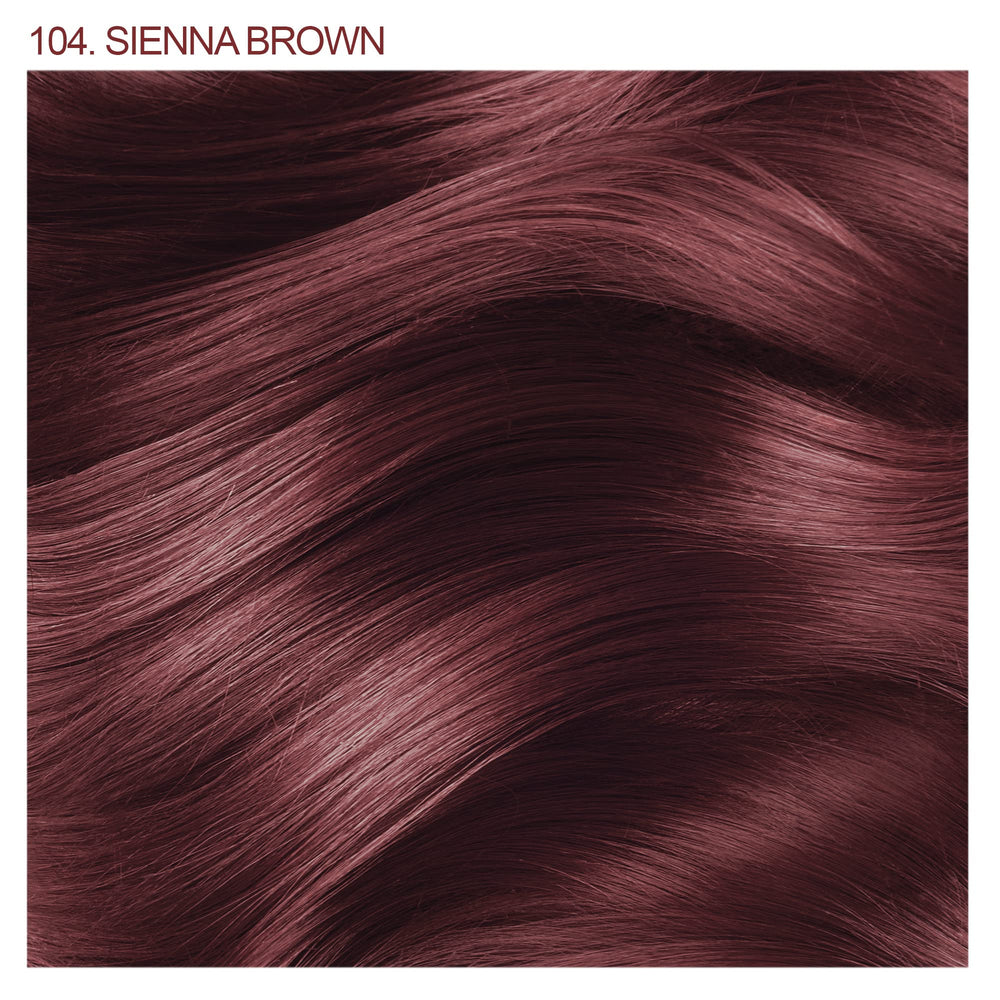 Adore Sienna Brown color swatches reveal rich brown shade.