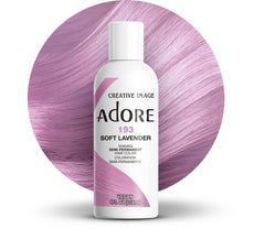 Adore Soft Lavender bottle-front shows vibrant dye for bold color at home.
