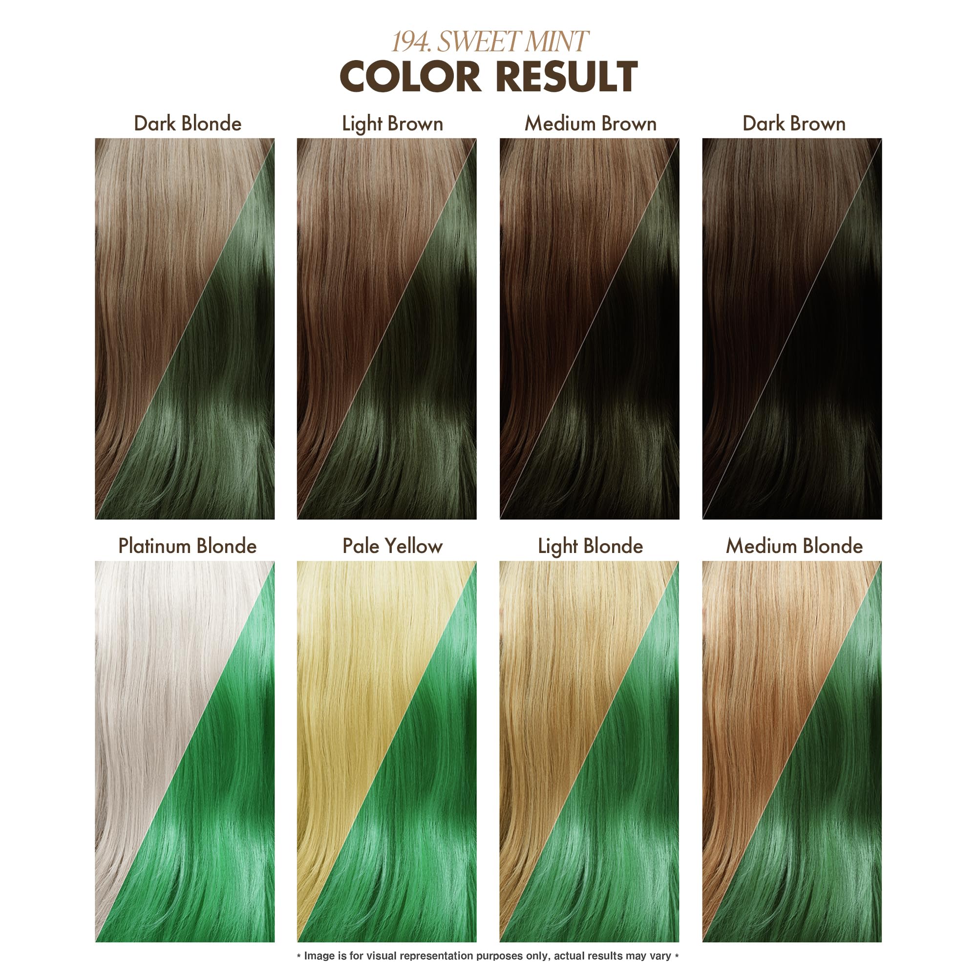 Adore Sweet Mint on straight hair shows rich green tone and smooth finish