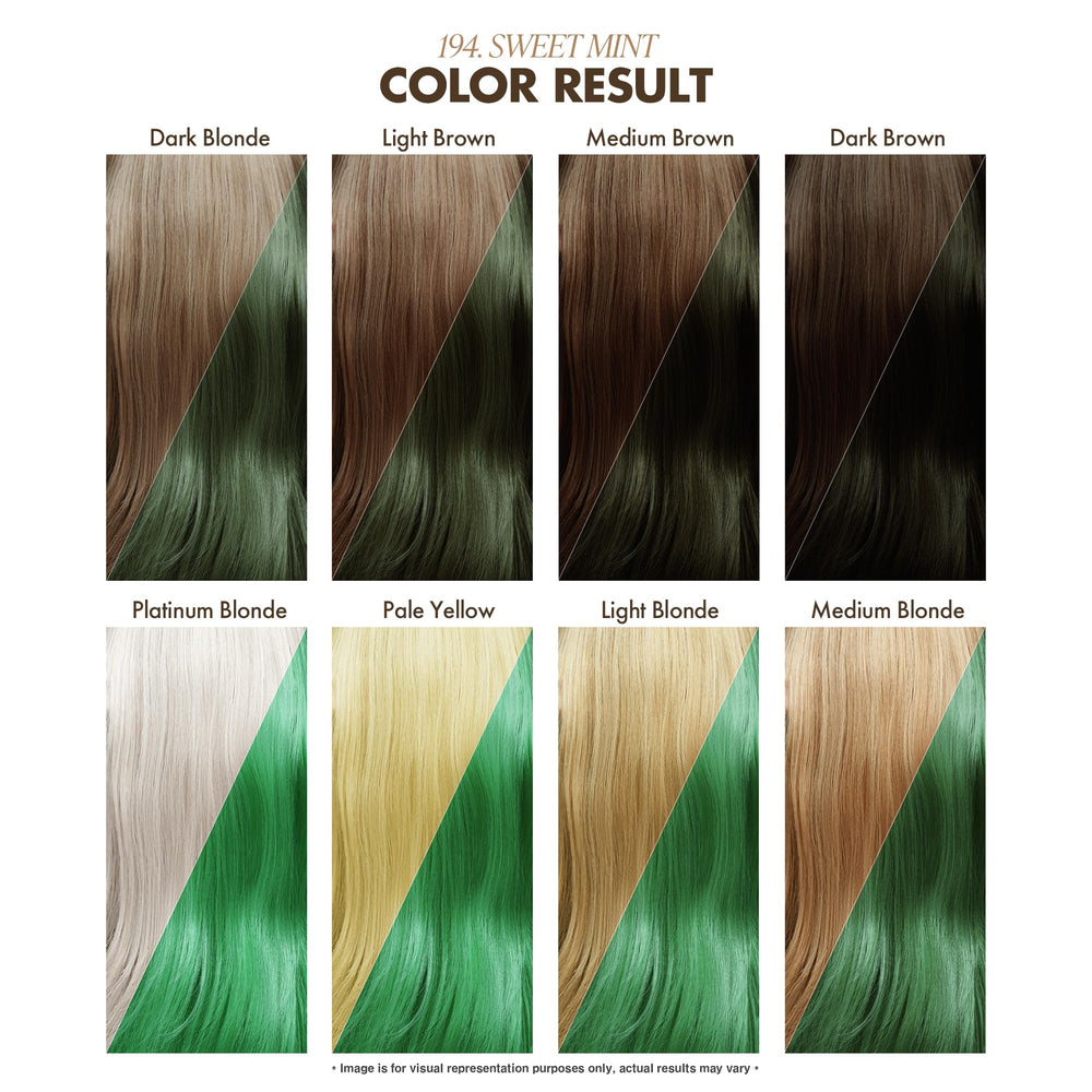 Adore Sweet Mint on straight hair shows rich green tone and smooth finish