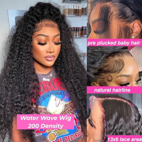 ADORHTUE 32-inch water wave wig full-length view enabling dramatic, versatile styling options.