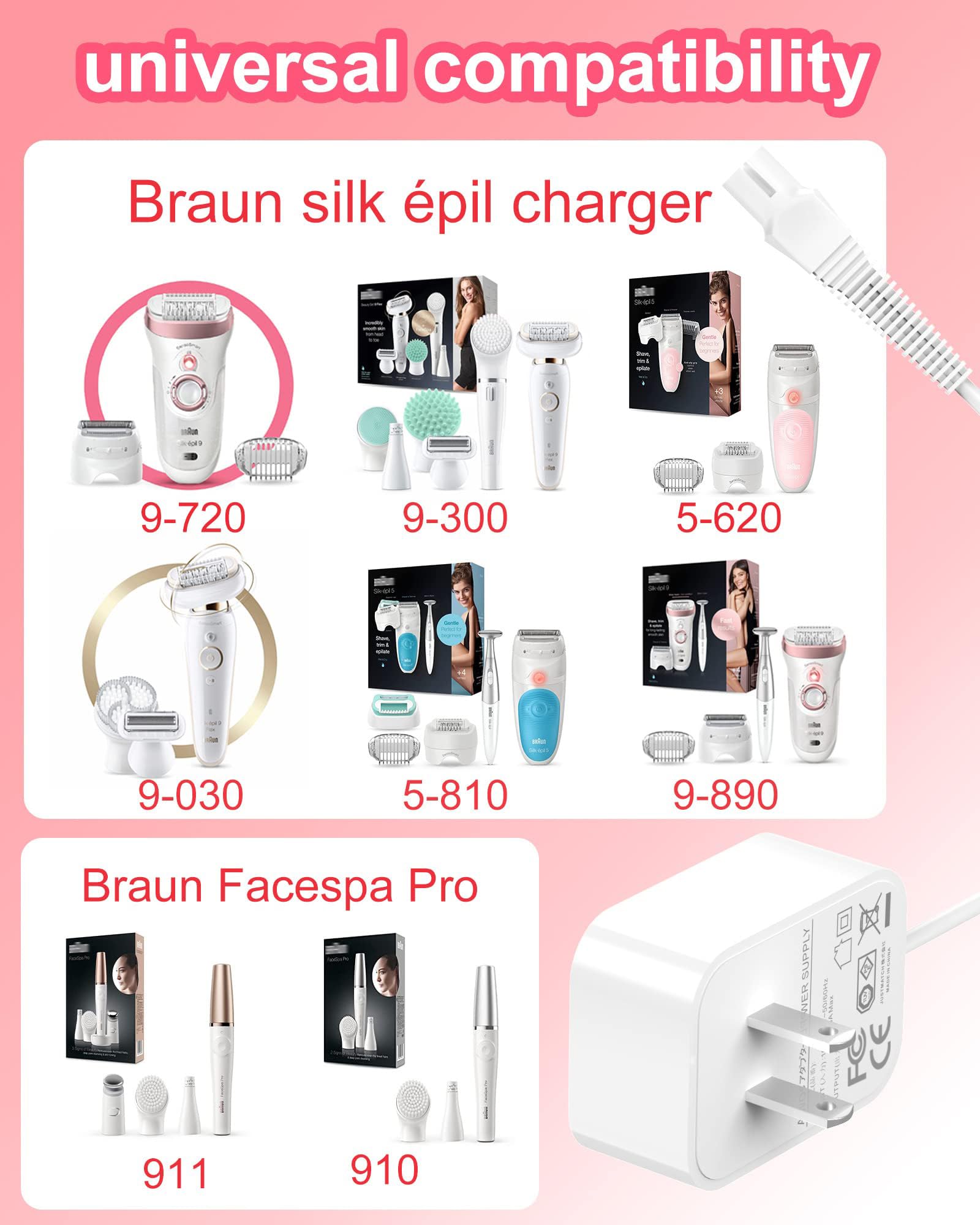 ADRICY Braun Face Epilator Facespa Pro compatibility image demonstrates device flexibility.