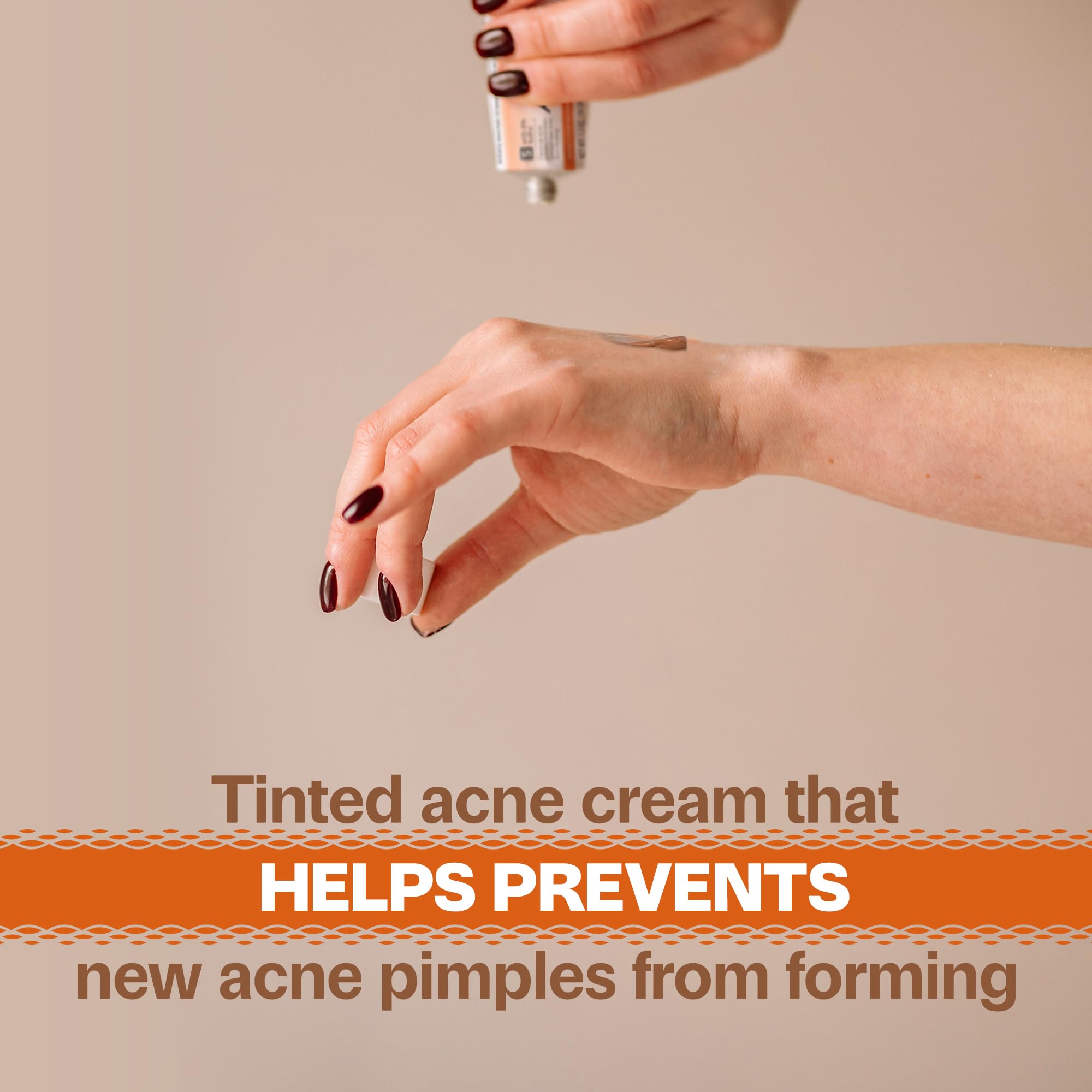 Adult Acnomel acne-cream-label-closeup: dermatologist-sampled, benzoyl peroxide-free formula.