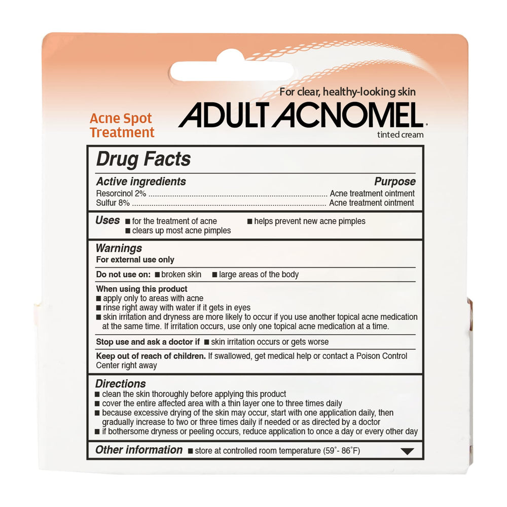Adult Acnomel acne-cream-packaging-box: compact packaging with storage guidance.
