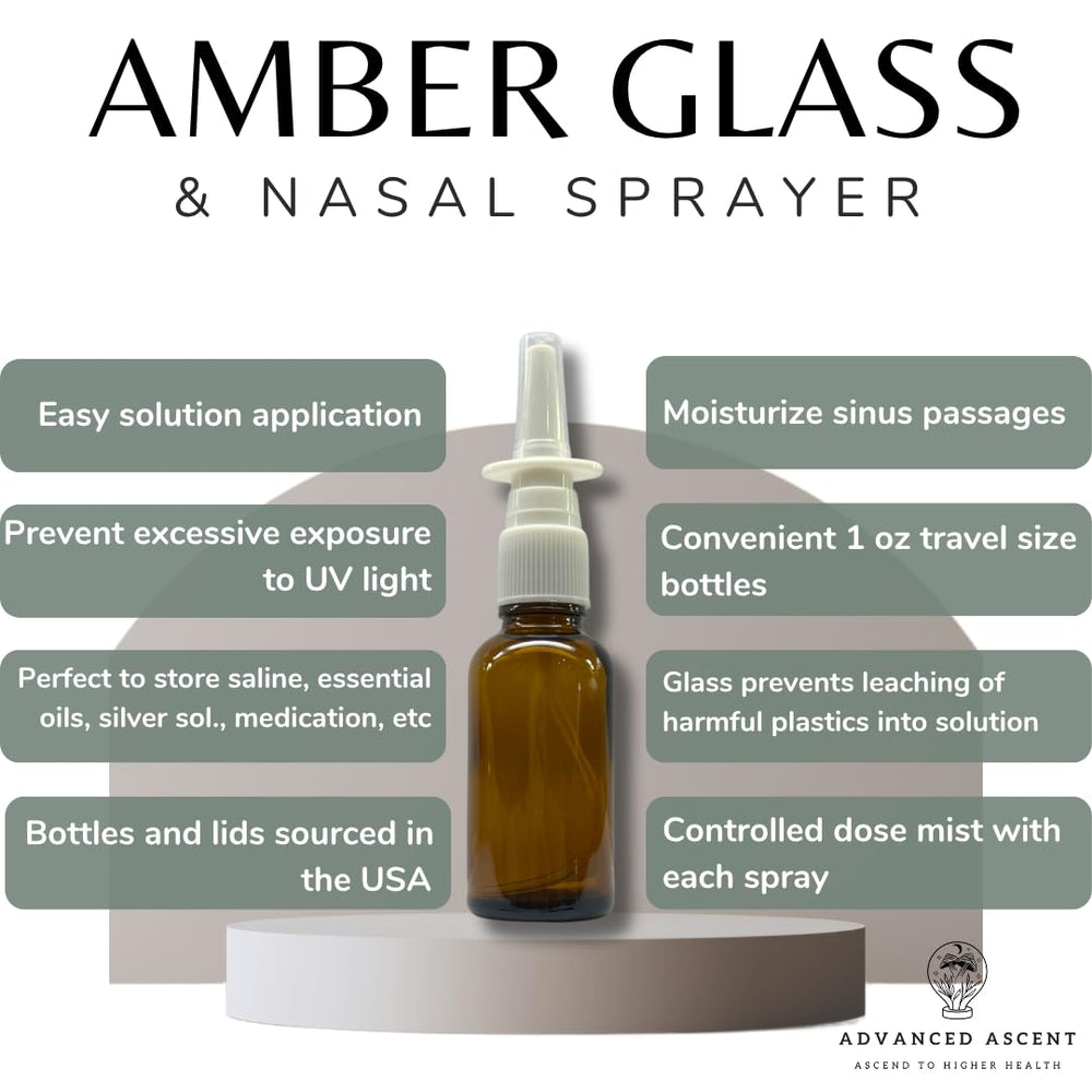 Travel-friendly Advanced Ascent amber bottle shown in purse for quick saline refills.