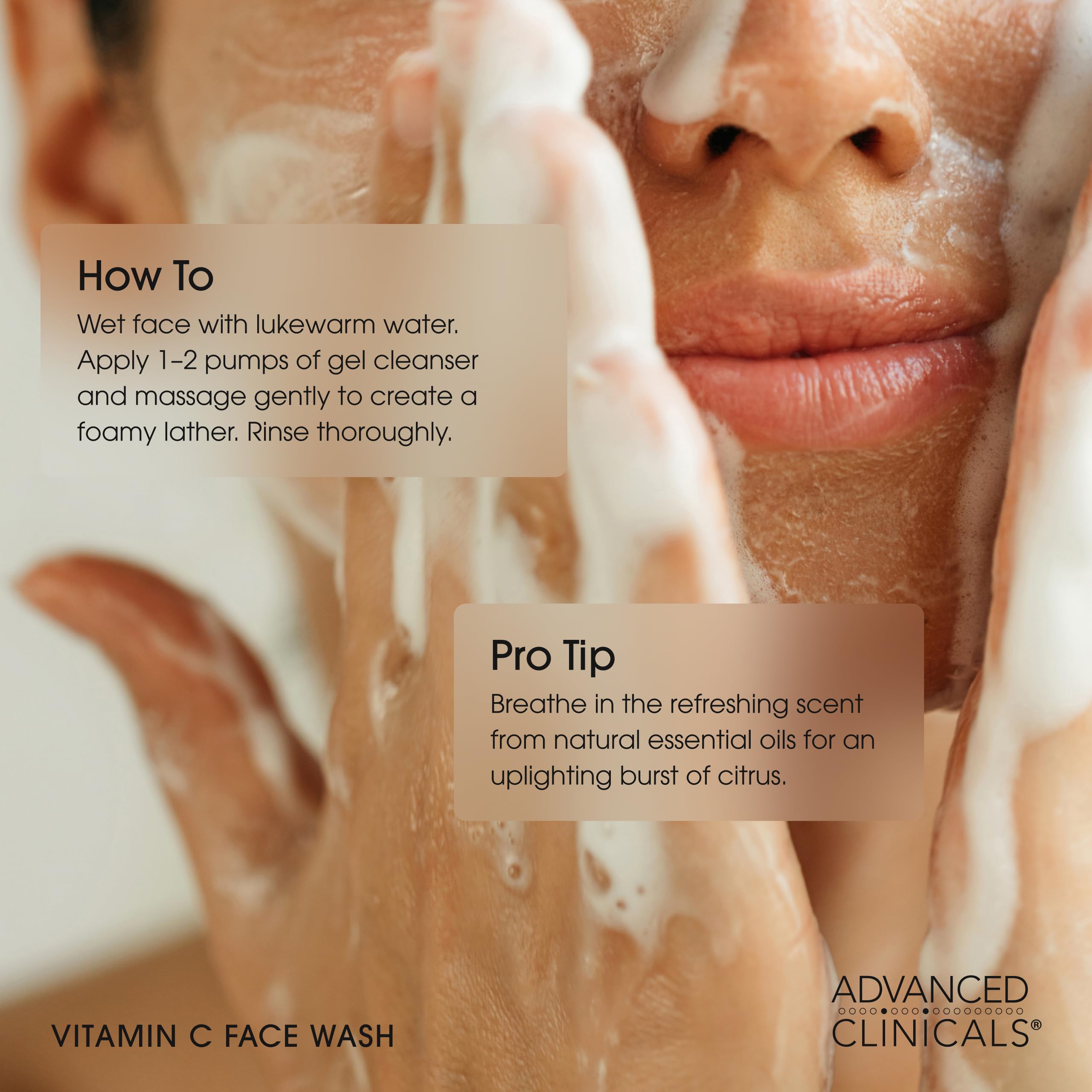 Advanced Clinicals Gentle Vitamin C Face Wash removes dirt while preserving moisture.