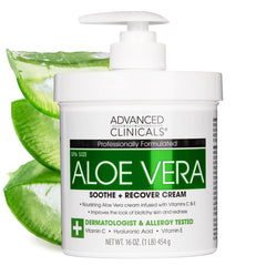Advanced Clinicals Aloe Vera Lotion jar closeup highlighting hydrating moisture.