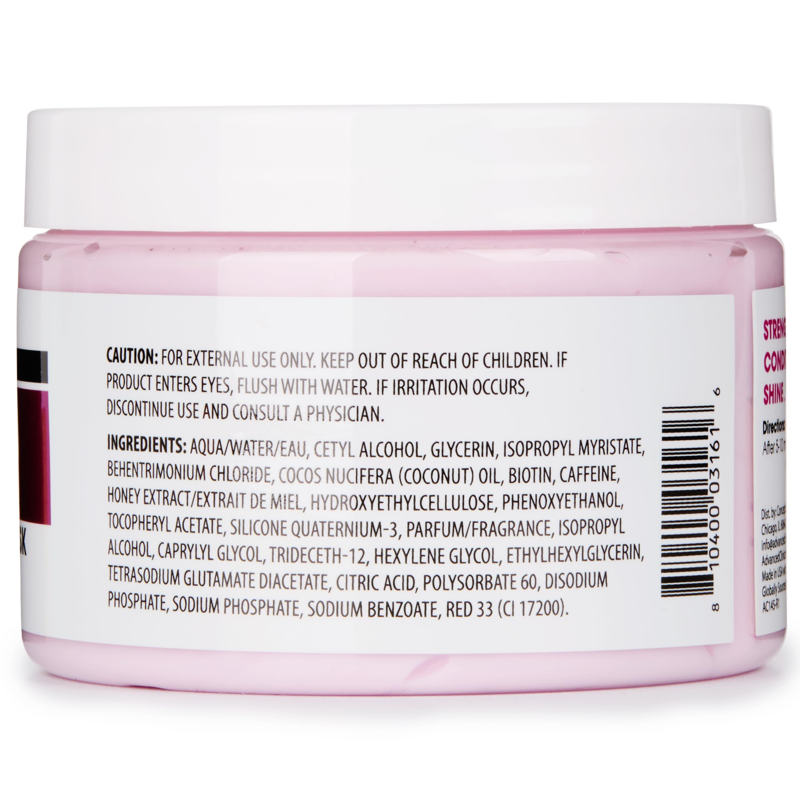 Advanced Clinicals Biotin Hair Mask packaging showcases dermatologist-backed skincare heritage.