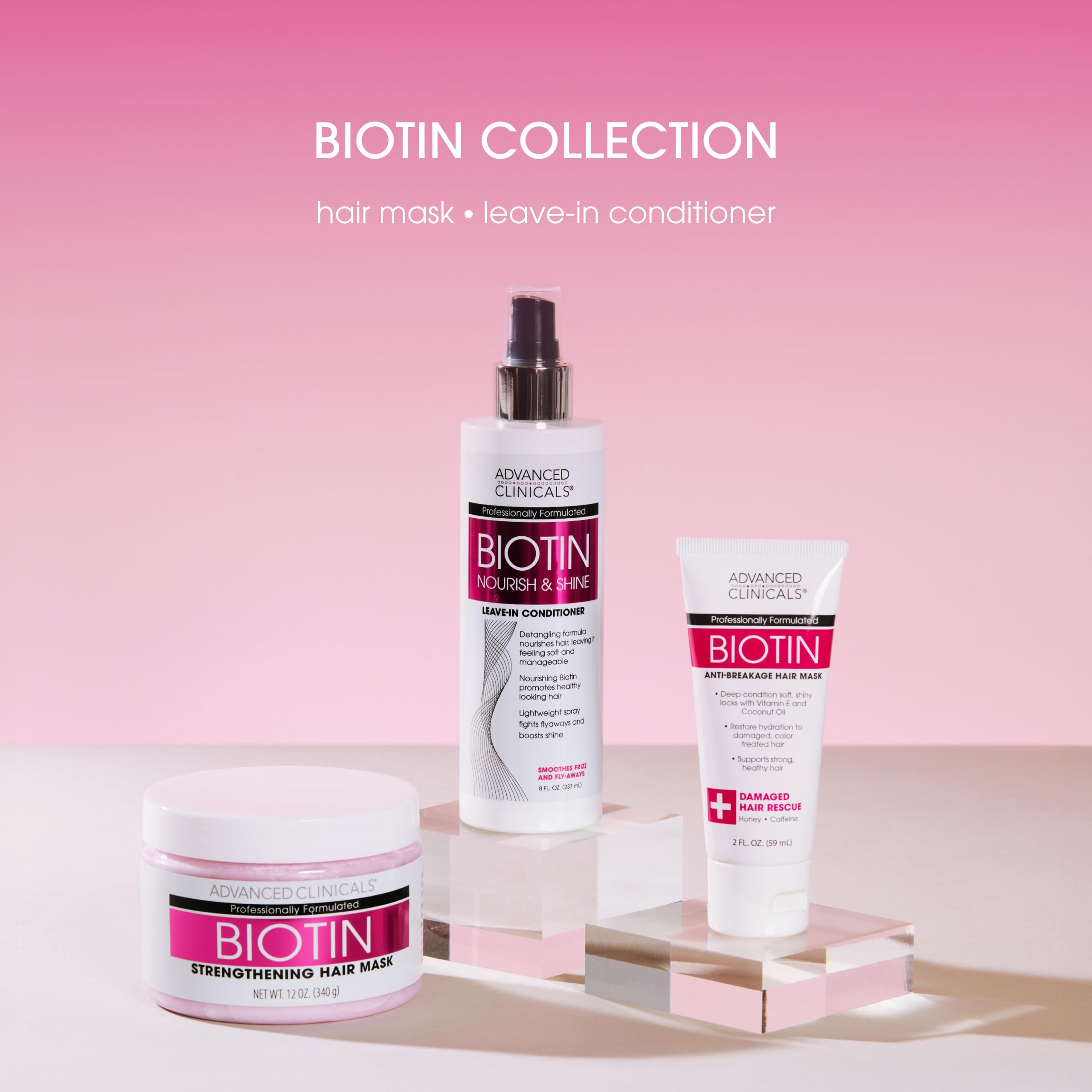 Advanced Clinicals Biotin Hair Mask swatch shows smooth strands after use.