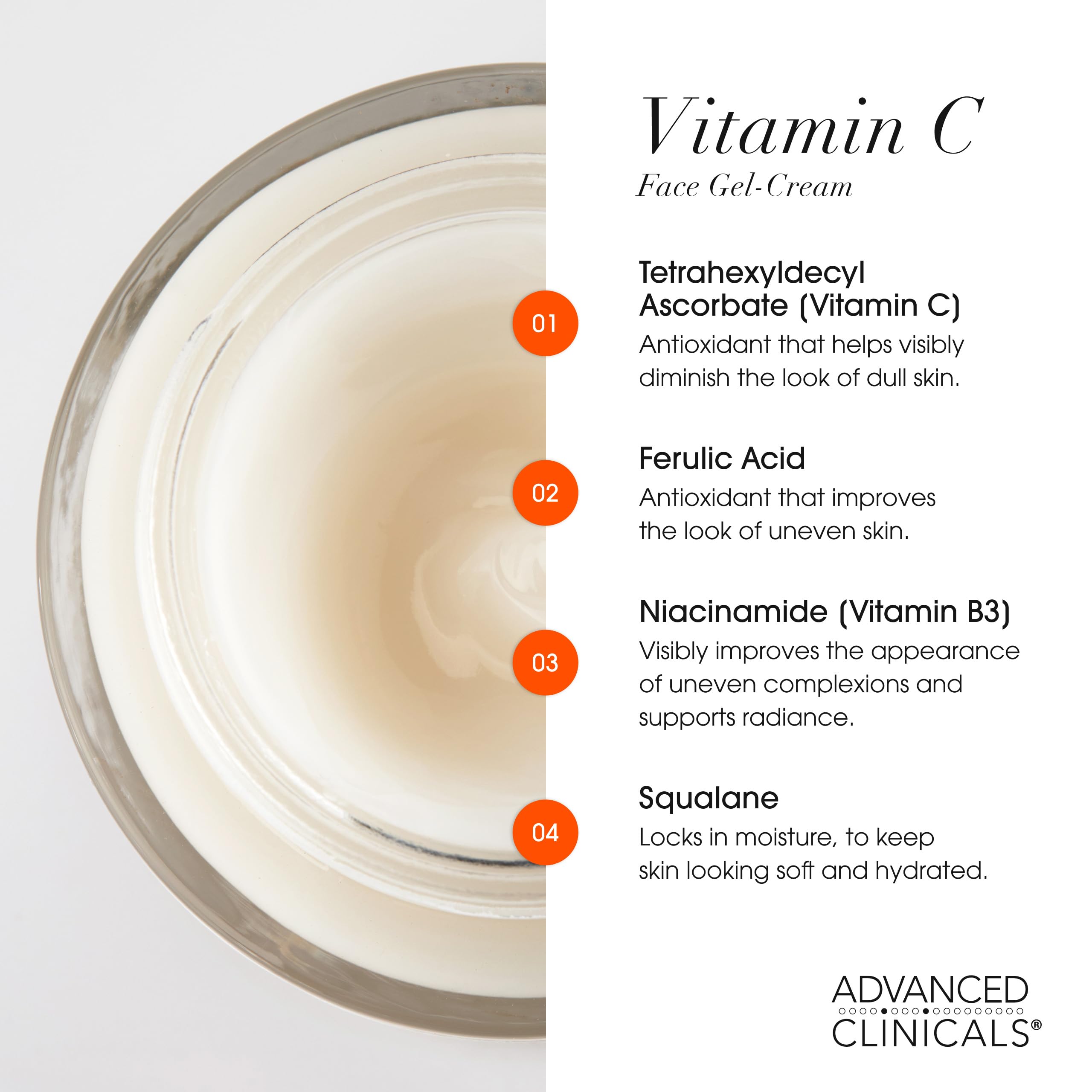 Advanced Clinicals brand logo close-up conveys trust and dermatologist-tested formulation
